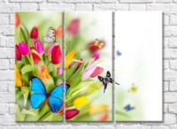 Pictură Gallerix Multicolor bouquet of tulips and butterflies (500566)