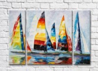 Pictură Gallerix Multicolored sailboats and their reflection in the water (35110204)