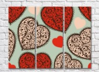 Pictură Gallerix Patterned hearts on a gray blue background (500745)