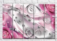 Pictură Gallerix Pink abstraction with roses and diamonds (3551900)