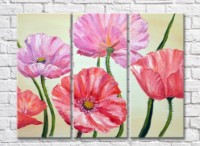 Pictură Gallerix Pink and red poppies on a beige background (500580)