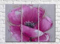 Pictură Gallerix Pink poppy against gray background oil (3448920)