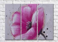 Pictură Gallerix Pink poppy and paint drops on a gray background (500605)