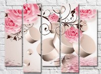 Pictură Gallerix Pink roses and top hats in perspective by the water (3551892)