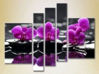Pictură Gallerix Polyptych Purple orchids on stones 01 (2932886)