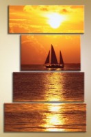 Pictură Gallerix Polyptych sailing ship at sunset (1529792)