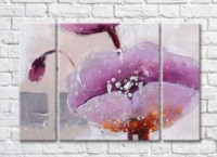 Картина Gallerix Purple flowers on a beige background oil painting (500761)