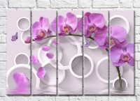 Pictură Gallerix Purple orchid branch with circles background (3551874)
