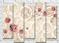Pictură Gallerix Roses and circles on a beige background (3551893)