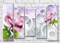 Pictură Gallerix Roses and circles on a lilac gray background (3551897)