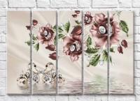 Pictură Gallerix Roses and swans from jewelry against the background of water (3551875)