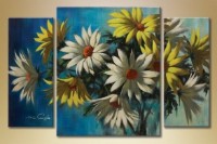 Pictură Gallerix Triptych daisies painting (1563291)