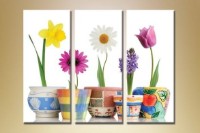 Pictură Gallerix Triptych flowers in pots (1409854)