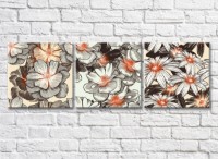 Картина Gallerix Triptych of black and white flowers with a red heart (500723)