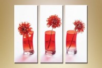 Картина Gallerix Triptych of dahlias in vases (1409858)