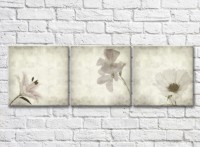 Картина Gallerix Triptych of light flowers on a gray background (500713)