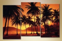 Картина Gallerix Triptych of palm trees at sunset (1529821)