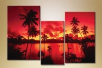 Картина Gallerix Triptych of palm trees at sunset 2 (1529814)