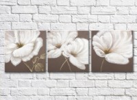 Картина Gallerix Triptych of white flowers on a brown background (500687)