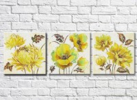 Картина Gallerix Triptych of yellow green flowers (500692)