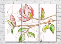 Pictură Gallerix Triptych Painted pink magnolia branch (500735)