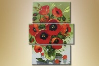 Pictură Gallerix Triptych poppies in a vase (1563285)