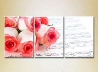 Pictură Gallerix Triptych Roses on sheet music 01 (2699458)
