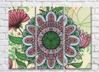 Pictură Gallerix Triptych with a huge patterned flower (500726)