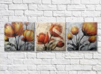 Pictură Gallerix Triptych with orange tulips oil paintings (500727)