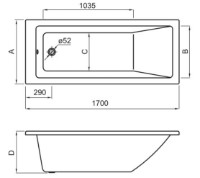 Cadă de baie Roca Nolah 170x75 (A248400000) imaginea #3 — magazin online Desire.md