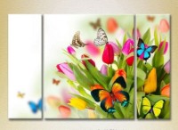 Pictură Gallerix Triptych Tulips and butterflies_02 (2699449)