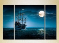 Pictură Gallerix Triptych Frigate in the Moonlight (2180950)