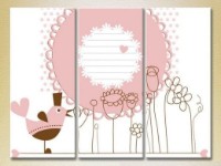 Картина Magic Color Triptych Pink Sparrow (2229675)