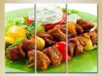 Pictură Magic Color Triptych Shashlik on a plate (2698737)
