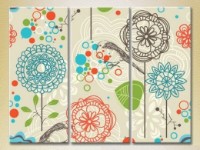 Картина Magic Color Triptych Sparrows on a background of flowers (2229606)