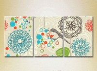 Картина Magic Color Triptych Sparrows on a background of flowers (2229607)