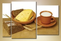 Pictură Magic Color Triptych Still Life of Milk and Cheese (1547261)