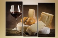 Pictură Magic Color Triptych Still Life Wine and Cheese (1547263)