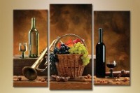 Pictură Magic Color Triptych Still Life Wine and Grapes (1547290)