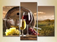 Pictură Magic Color Triptych Still Life. White and red wine (2698681)