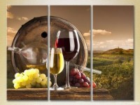 Pictură Magic Color Triptych Still Life. White and Red wine (2698682)