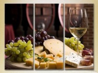 Pictură Magic Color Triptych Still Life. Wine. Cheese platter (2698683)