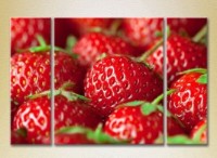Pictură Magic Color Triptych Strawberry close-up (2698661)