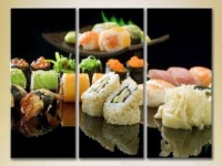 Pictură Magic Color Triptych Sushi and Rolls (2698722)