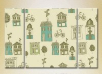 Картина Magic Color Triptych Texture Houses and bicycles (2229739)