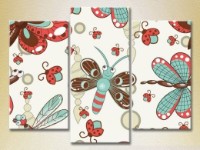 Картина Magic Color Triptych Texture of a butterfly and a dragonfly (2229711)
