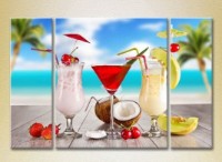 Pictură Magic Color Triptych Three Fruit Cocktails on the Beach (2698716)