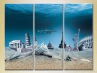 Картина Magic Color Triptych World architectural monuments under water (2658504)