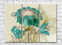 Картина Magic Color Turquoise flowers on a Gray/Green background (500094)