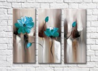 Картина Magic Color Turquoise flowers on an abstract Beige background (3572501)